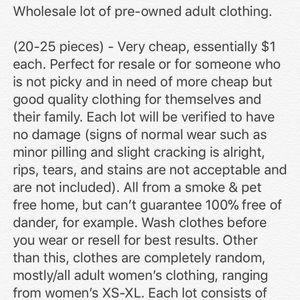 Wholesale bundle of 20-25 pieces of clothing